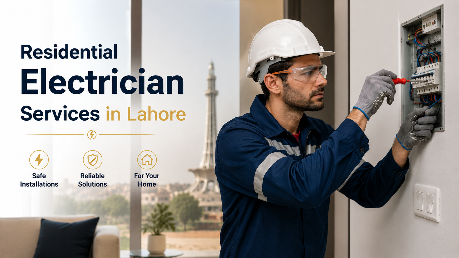Residential electrician performing house wiring in Lahore home