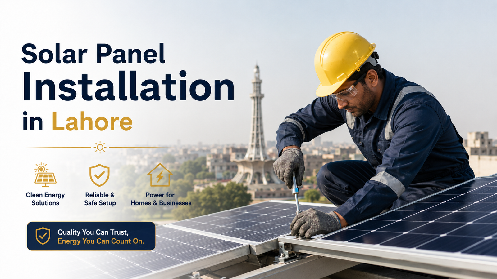Solar panel installation on roof in Lahore Pakistan